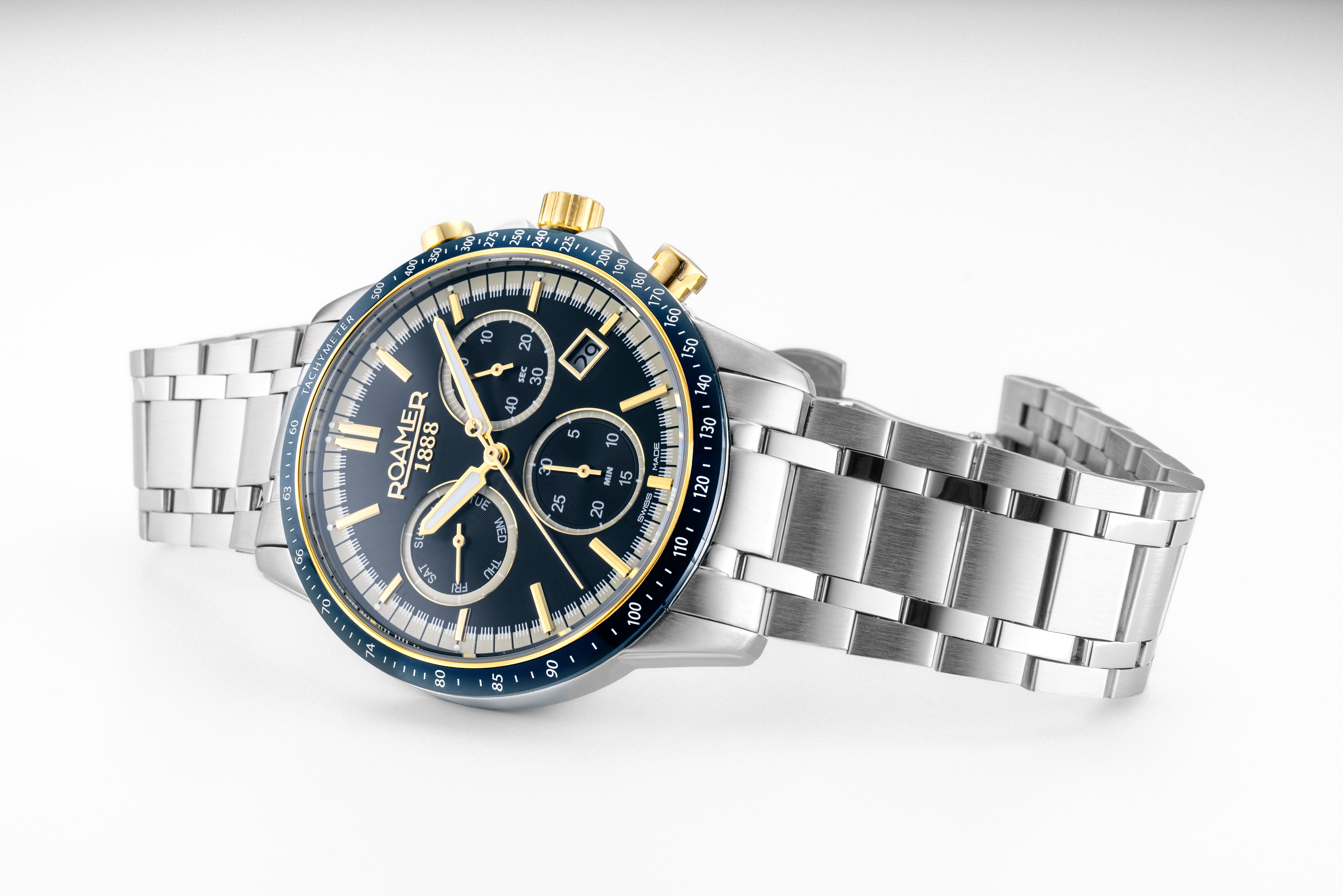 Mercury Chrono 43.5mm Quartz Chronograph Date, small second Blue Sunra