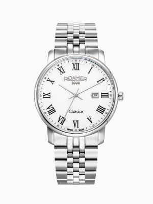 Classico Gents 40 mm Quartz Three-Hand Date White Dial Silver Bracelet