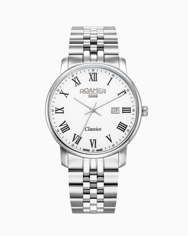 Classico Gents 40 mm Quartz Three-Hand Date White Dial Silver Bracelet
