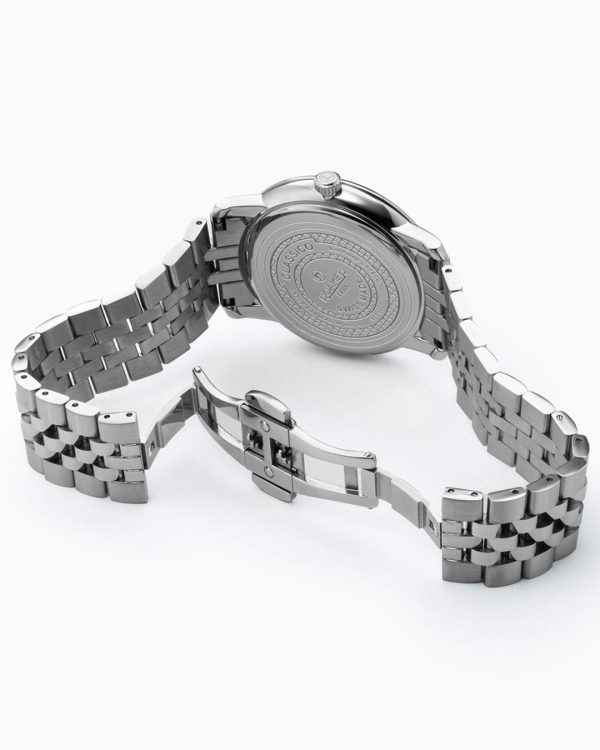 Classico Gents 40 mm Quartz Three-Hand Date White Dial Silver Bracelet