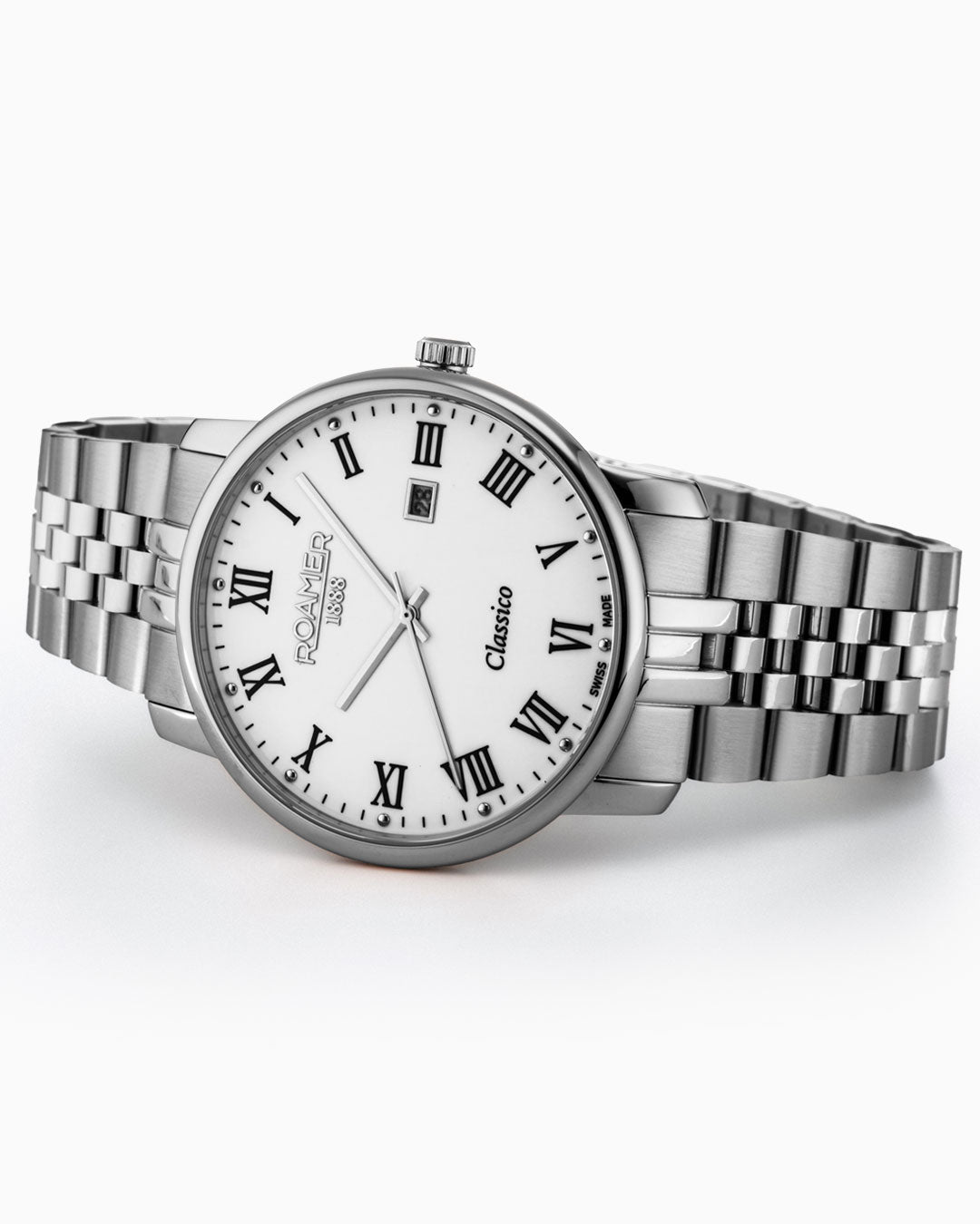 Classico Gents 40 mm Quartz Three-Hand Date White Dial Silver Bracelet