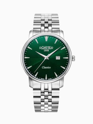 Classico Gents 40 mm Quartz Three-Hand Date Green Sunray Dial Silver B