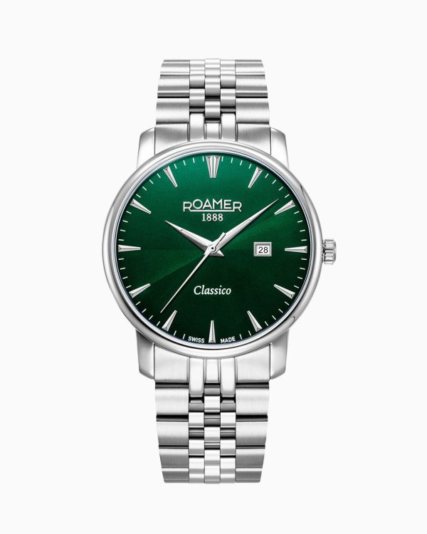 Classico Gents 40 mm Quartz Three-Hand Date Green Sunray Dial Silver B