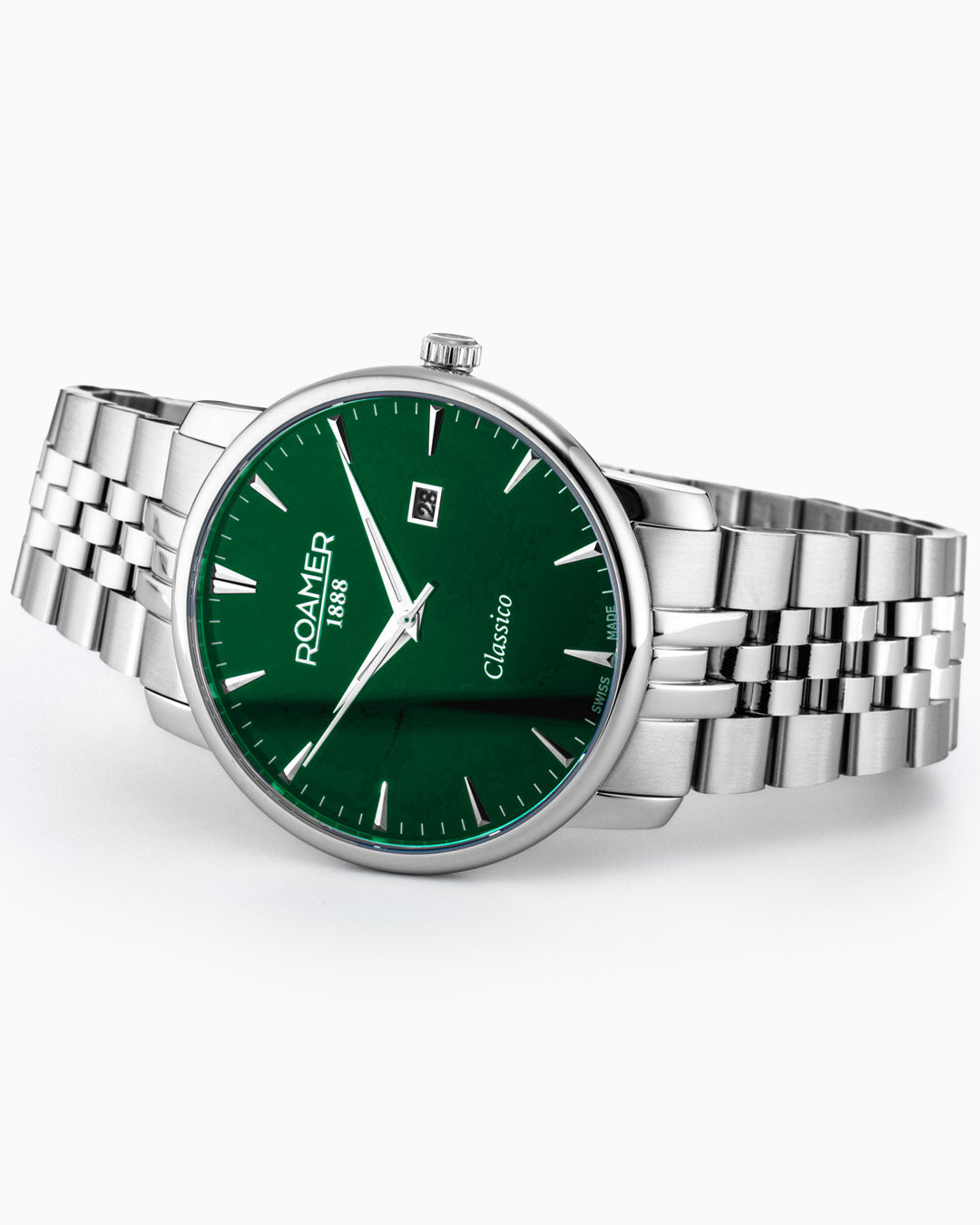 Classico Gents 40 mm Quartz Three-Hand Date Green Sunray Dial Silver B