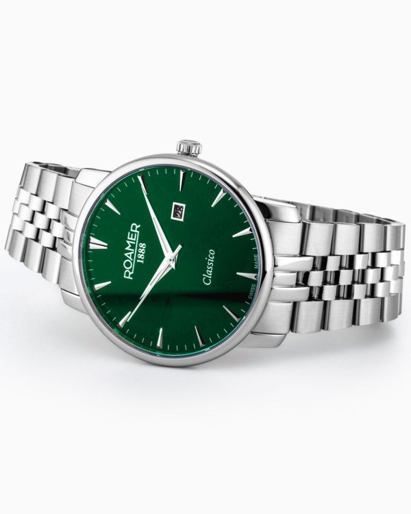 Classico Gents 40 mm Quartz Three-Hand Date Green Sunray Dial Silver B