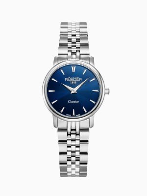 Classico Ladies 30mm Quartz Two-Hand Blue Sunray Dial Silver Bracelet