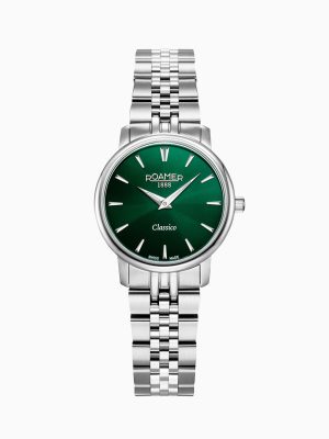 Classico Ladies 30mm Quartz Two-Hand Green Sunray Dial Silver Bracelet