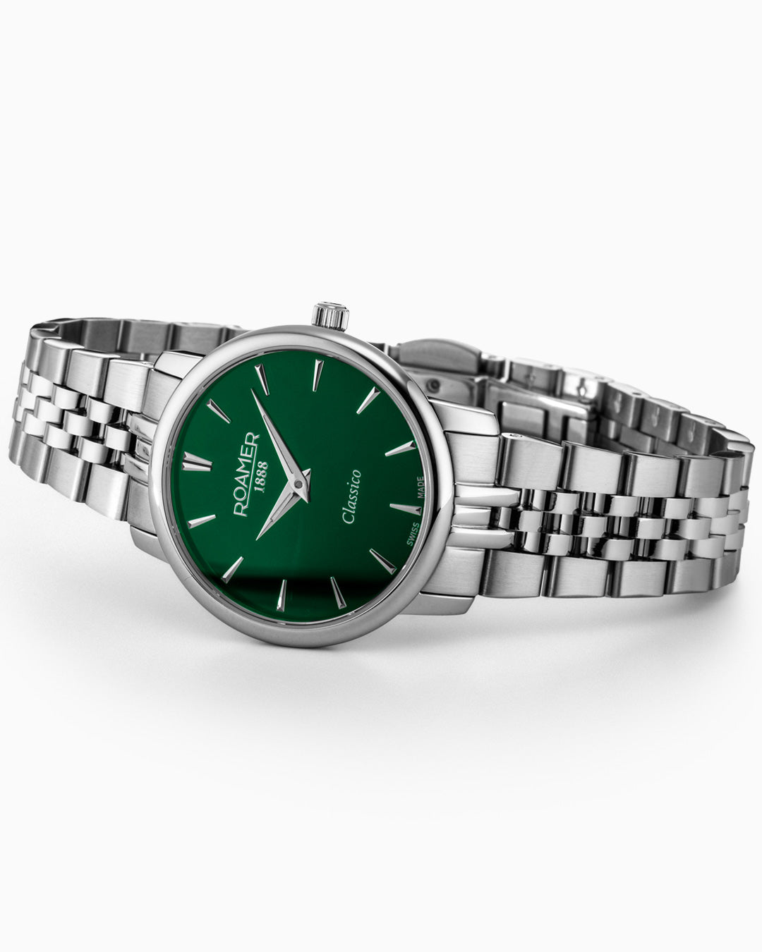 Classico Ladies 30mm Quartz Two-Hand Green Sunray Dial Silver Bracelet