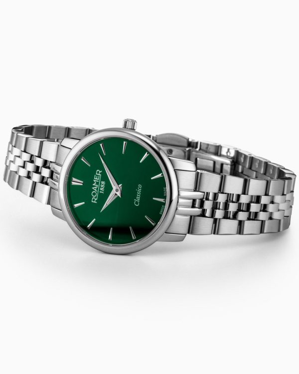 Classico Ladies 30mm Quartz Two-Hand Green Sunray Dial Silver Bracelet