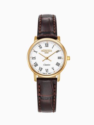 Classico Ladies 30mm Quartz Two-Hand White Dial Brown Leather Strap Sa