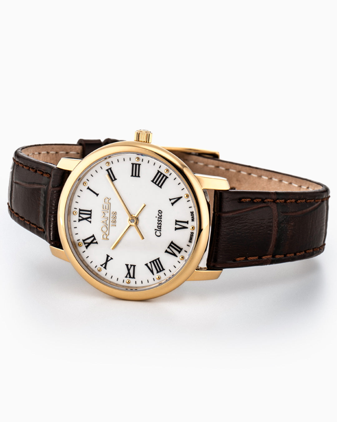 Classico Ladies 30mm Quartz Two-Hand White Dial Brown Leather Strap Sa