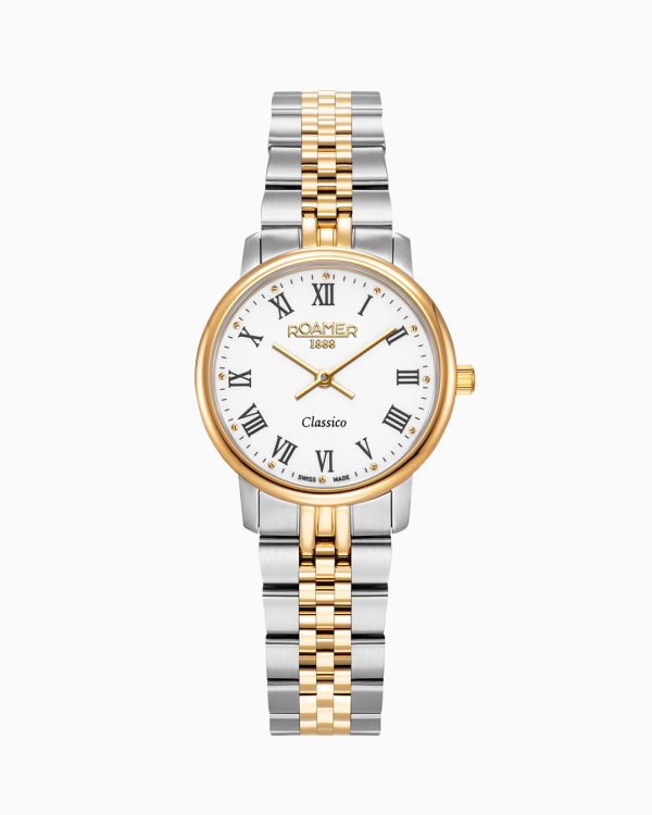 Classico Ladies 30mm Quartz Two-Hand White Dial Gold-Silver Tone Brace
