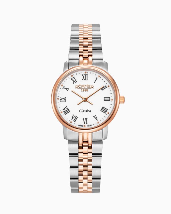 Classico Ladies 30mm Quartz Two-Hand White Dial RoseGold-Silver Tone B