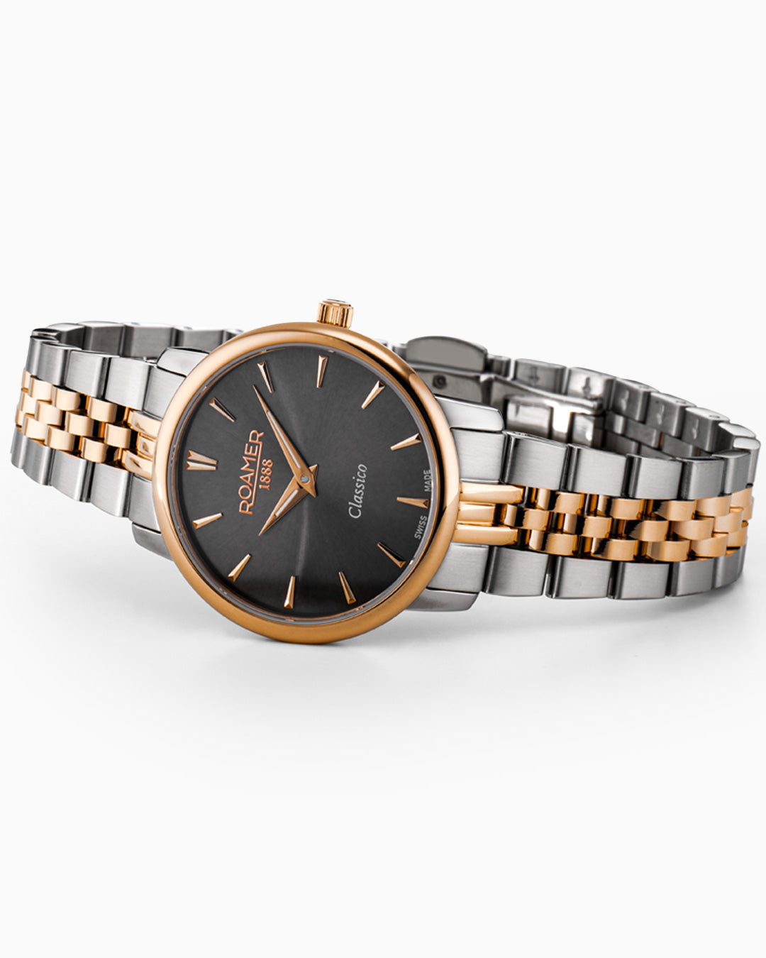 Classico Ladies 30mm Quartz Two-Hand Grey Dial Two-Tone Bracelet Sapph