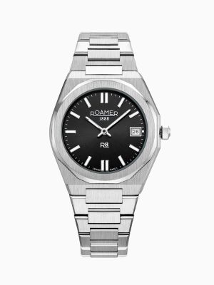 R8 Ladies 32.5mm Quartz Two-Hand Date Black Sunray Dial Silver Bracele