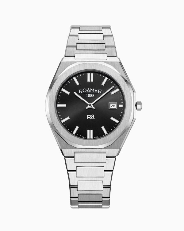 R8 Gents 41mm Quartz Three-Hand Date Black Sunray Dial Silver Bracelet