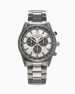 Helios Power 43.5mm Solar powered Chronograph Date Silver dial Gun col