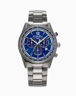 Helios Power 43.5mm Solar powered Chronograph Date Blue Sunray Dial Gu