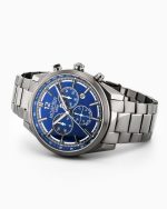Helios Power 43.5mm Solar powered Chronograph Date Blue Sunray Dial Gu