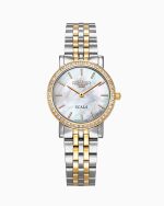 Scala 28 mm Quartz Two-Hand White Mop Dial Silver-Gold Tone Bracelet S