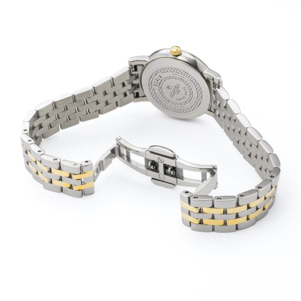 Scala 28 mm Quartz Two-Hand White Mop Dial Silver-Gold Tone Bracelet S