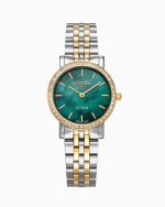 Scala 28 mm Quartz Two-Hand Green MOP Dial Two-Tone Bracelet Sapphire