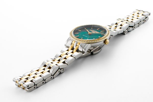 Scala 28 mm Quartz Two-Hand Green Dial Two-Tone Bracelet Sapphire glas