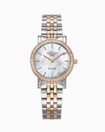 Scala 28 mm Quartz Two-Hand White Mop Dial Rose Gold-Silver Tone Brace