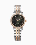 Scala 28 mm Quartz Two-Hand Black MOP Dial Two-Tone Bracelet Sapphire