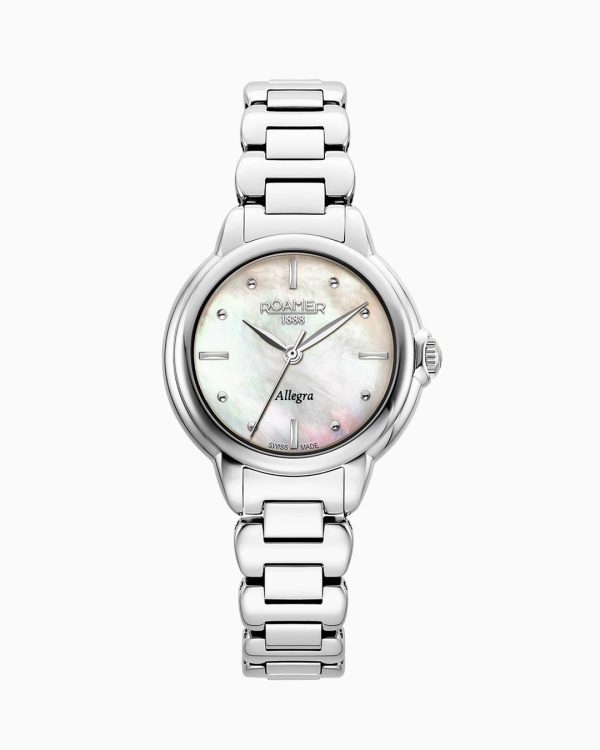 Allegra 32mm Quartz Three-Hand White MOP Dial Stainless Steel Bracelet