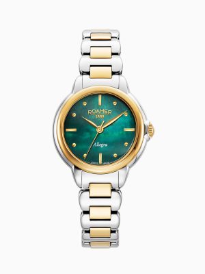 Allegra 32mm Quartz Three-Hand Green Mop Dial Two-Tone Bracelet Sapphi