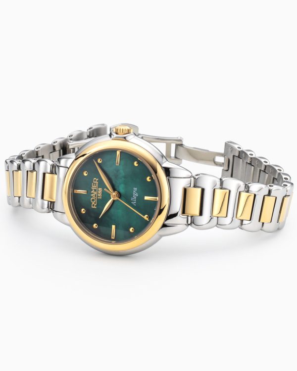 Allegra 32mm Quartz Three-Hand Green Mop Dial Two-Tone Bracelet Sapphi