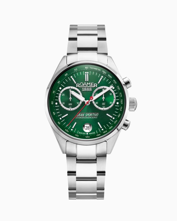Gran Sportivo 41.5mm Quartz Chronograph Date Green Sunray Dial Silver