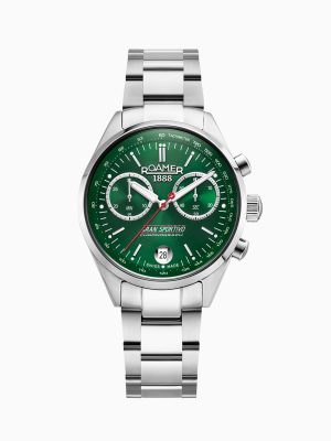 Gran Sportivo 41.5mm Quartz Chronograph Date Green Sunray Dial Silver