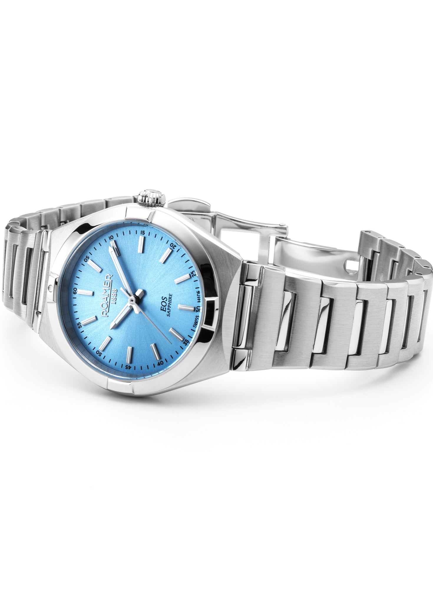 EOS Classic 34mm Quartz Three-Hand Lightblue Dial Silver Bracelet Sapp