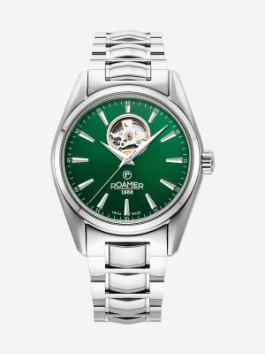 Searock Master 42 mm Automatic Three-Hand Date Green Sunray Dial Silve