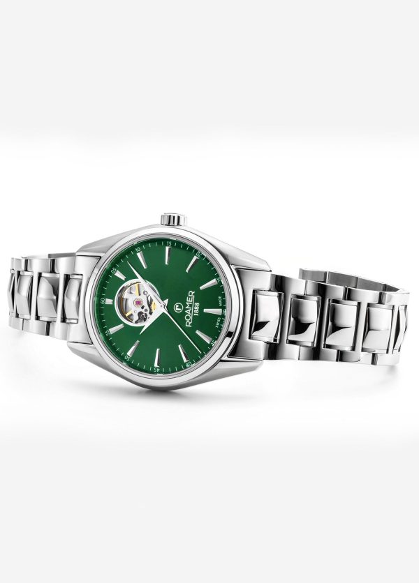 Searock Master 42 mm Automatic Three-Hand Date Green Sunray Dial Silve
