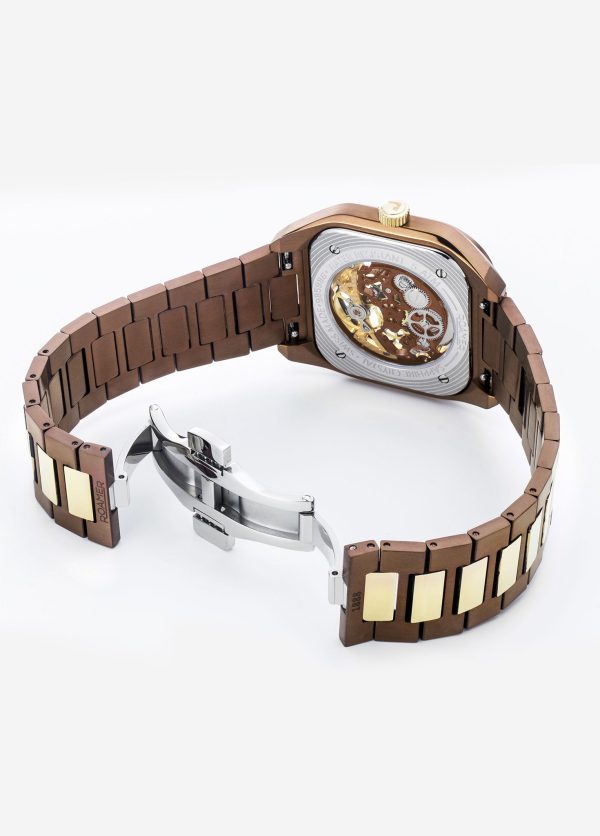 Mechano 42 mm Self-Winding Three-Hand Brown + Gold Bracelet Leather St