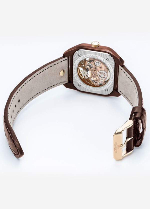 Mechano 42 mm Self-Winding Three-Hand Brown + Gold Bracelet Leather St