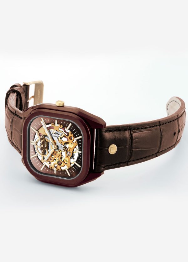 Mechano 42 mm Self-Winding Three-Hand Brown + Gold Bracelet Leather St