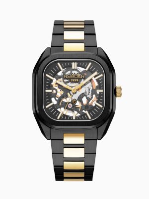 Mechano 42mm Self-Winding Three-Hand Black + Gold Bracelet and Leather