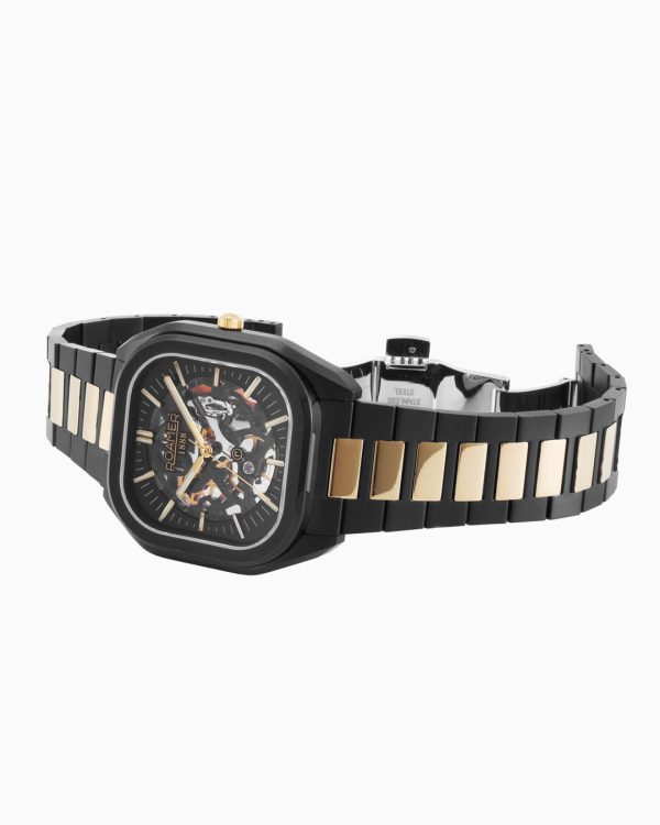 Mechano 42mm Self-Winding Three-Hand Black + Gold Bracelet and Leather