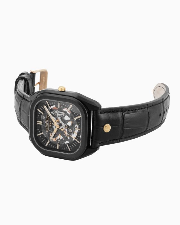 Mechano 42mm Self-Winding Three-Hand Black + Gold Bracelet and Leather