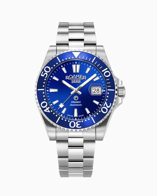 Premier 42 mm Automatic Three-Hand Date Blue Sunray Dial Silver Bracel