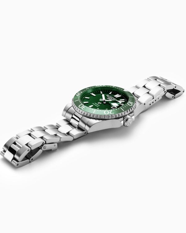 Premier 42 mm Automatic Three-Hand Date Green Sunray Dial Silver Brace