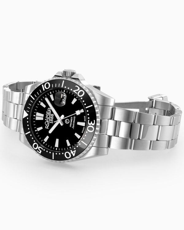 Premier 42 mm Automatic Three-Hand Date Black Sunray Dial Silver Brace