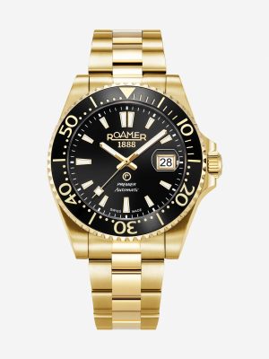 Premier 42 mm Automatic Three-Hand Date Black Dial Gold Bracelet Sapph