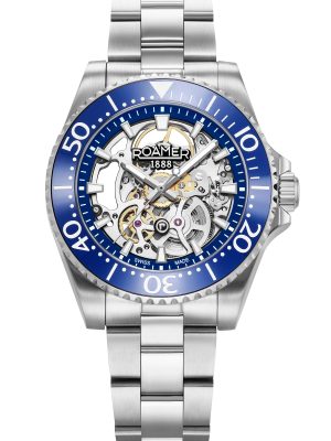 Premier Skeleton 42 mm Automatic Three-Hand Blue Dial Silver Bracelet