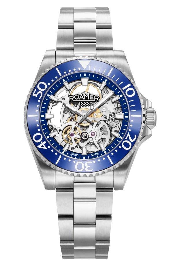 Premier Skeleton 42 mm Automatic Three-Hand Blue Dial Silver Bracelet