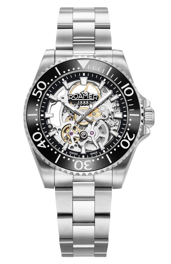 Premier Skeleton 42 mm Automatic Three-Hand Black Dial Silver Bracelet